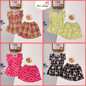 Set đồ bộ quần đùi + áo cánh tiên có bèo trước