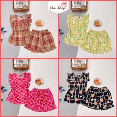 Set đồ bộ quần đùi + áo cánh tiên có bèo trước